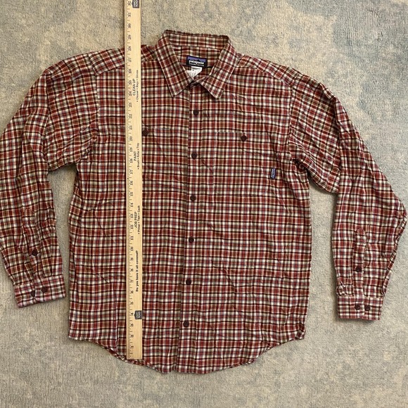 Patagonia Shirt Mens Medium Red Brown Plaid Long Sleeve Button Up Organic Cotton - Picture 5 of 9
